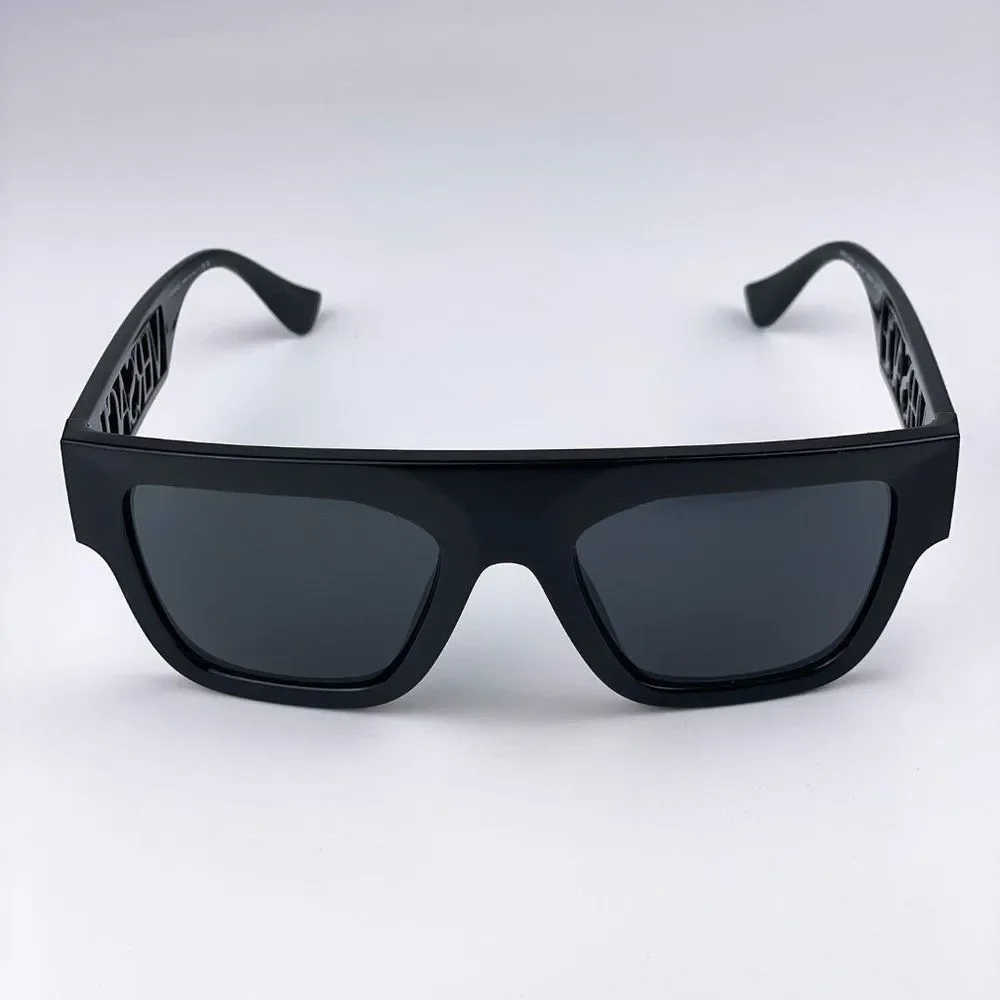 Versace VE4430U GB1/87 BRAND NEW Sunglasses Black Grey Frame Logo Square Unisex